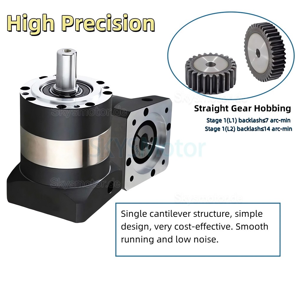 Serie PLE080 Planetengetriebe, 7&ndash;12 Bogenminuten, 19 mm Eingangsspannung, &Uuml;bersetzungsverh&auml;ltnis 3:1&ndash;100:1 f&uuml;r 80-mm-Servomotoren